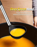 Silicone Pasta Fork and Ladle Spoon Set, Large Non Stick Kitchen Utensils for Cooking,Stirring,Serving Spaghetti, Soup, Sauce (BLACK) by CozyNest Decor