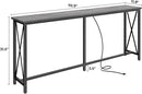SUPERJARE 70 Inch Console Table with Outlets and USB-C Port, Extra Long Behind Couch Sofa Table with X-Shaped Design, Narrow for Entryway, Living Room, Metal Frame, Wooden Top, Grey by CozyNest Decor