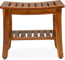 Teak Shower Bench 21 Inch, Fully Assembled Wood Bath Stool for Shower & Spa, The Hermod by TinyTreasures Baby Boutique