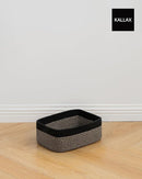 KALLAX Small Woven Basket, 12 x 8 x 4.5 Inches, Storage Basket for Organizing, Cute Small Rope Shelf Closet Cube Storage Bins Baskets for Shelves, Dog Toy Gift Baskets Empty, 3 Pack Black & Brown by TinyTreasures Baby Boutique
