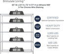 60"x24"x72" PRIME HEAVY DUTY Chrome 5-Tier Wire Shelving NSF 3000 LBS MAX Capacity Storage Rack for Commercial, School, Home, Garage, Warehouse, Industrial, and Hospital Uses (with Wheels) by CozyNest Decor