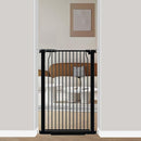 40.5" Extra Tall Baby Gate, 29.6"-32.5" Extra Wide Dog Pet Gate Pressure Mounted, Puppy Dog Proof Indoor Barrier, No Drill Safety Child Gate for Stairs 1.37" Narrow Space Metal Black Gate by TinyTreasures Baby Boutique