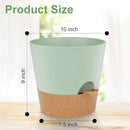 10-Inch Plant Pots, Self-Watering Planters with Drainage Holes & Saucers for Indoor and Outdoor Plants (2-Pack, Green) by GreenHaven Gardens
