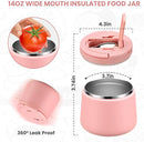 Soup Thermo for Hot Food Kids 14oz Lunch Containers with Buckle Lid Wide Mouth Hot Food Jar Vacuum Insulated Stainless Steel Bento Box Leakproof with Spoon(Pink) by TinyTreasures Baby Boutique