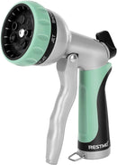 RESTMO Garden Hose Nozzle, Heavy Duty Metal Water Hose Nozzle with 7 Adjustable Spray Patterns, High Pressure Hand Sprayer with Flow Control, Best for Watering Plant & Lawn, Washing Car & Pet, Cyan by GreenHaven Gardens