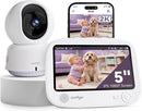 Smart WiFi Baby Monitor - 5" 1080P Split Screen & 2K Camera App Control, Motion Alerts, Sound Detection, HD Night Vision, 5050mAh Battery, 2-Way Talk, Multi-User, Triple Security, 1600ft Range by TinyTreasures Baby Boutique