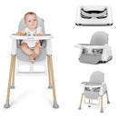 3 in 1 High Chairs for Babies and Toddlers, Convertible High Chair, High Chair with Foot Rest and Double Tray, Easy to Clean, Compact and Versatile, Perfect for Growing Kids, Gray by TinyTreasures Baby Boutique