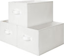 StorageWorks Storage Baskets for Shelves, Foldable Fabric Closet Storage Bins with Handles, Fabric Storage Bins Clothes Organizer, White, 3-Pack, Large by TinyTreasures Baby Boutique