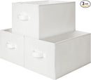 StorageWorks Storage Baskets for Shelves, Foldable Fabric Closet Storage Bins with Handles, Fabric Storage Bins Clothes Organizer, White, 3-Pack, Large by TinyTreasures Baby Boutique