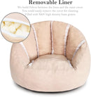 N&V Small Bean Bag Chair for Kids, Children Mini Bean Bag Sack, Foam Filling, Includes Removable and Machine Washable Cover, 27in, Soft Faux Fur (Blue) by TinyTreasures Baby Boutique