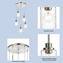 5 Light Farmhouse Pendant Lighting for Kitchen Island,Brushed Nickel Dining Room Cluster Pendant Light Fixtures Hanging Ceiling with Seeded Glass,Modern Pendant Light for Entrance Stairwell by CozyNest Decor