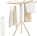 JOOM Tripod Clothes Drying Rack, Garment Rack Portable and Foldable Space Saving Laundry Drying Rack - Drying Rack Clothing 12 Rods Wooden by CozyNest Decor