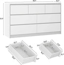White Malm Dresser for Bedroom, 55 Inch Full High Gloss Dresser with 7 Drawers, Modern Large Wood Chest of Drawer Handle Free, Living Room, Entryway, Hallway, White by CozyNest Decor