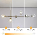 KCO Lighting 6 Light Bubble Glass Pendant Light Mid Century Modern Globe Sputnik Chandelier Linear Chandelier Lighting Brushed Nickel Hanging Light Fixture for Kitchen Island Dining Room by CozyNest Decor