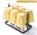 Coffee Mugs Set of 6, 12oz Ceramic Coffee Mugs with Handle, Matte Porcelain Yellow Coffee Mug for Latte, Tea, Cocoa, Cappuccino, Cups for Women Men for Home Restaurant Mug (Yellow) by CozyNest Decor