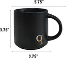 COLLECTIVE HOME - Black Monogram Ceramic Mugs, 15 oz Golden Initial Coffee Cups, Elegant Alphabet Tea Mugs, Personalized Halloween Mug with Gift Box, Perfect for Office and Home Décor (q) by CozyNest Decor