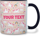 Personalized Mug for Kids - Pink Unicorn - Custom Name/Text, Ceramic Hot Chocolate/Cocoa/Coffee Cup for Girls, Birthday/Christmas/Holiday Gift - 11 oz, Black Handle by TinyTreasures Baby Boutique