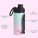 DRINCO Stainless Steel Water Bottle Spout Lid Vacuum Insulated Double Wall Water Bottle Wide Mouth (40oz 32oz 22oz 18oz 14oz) Leak Proof Keeps Cold or Hot (14 oz, 14oz Macaron) by CozyNest Decor