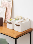 StorageWorks Narrow Storage Bins, Small Basket for Closet and Shelves, Rectangular Fabric Organizer with Handles, Toilet Paper Storage, Beige, 2-Pack by CozyNest Decor