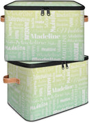 Custom Storage Basket with Name, Personalized Storage Bins with Zipper Lid, Foldable Fabric Storage Box Large capacity with Handle Yellow Green by TinyTreasures Baby Boutique