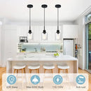 Modern Farmhouse Mini Chandeliers 3 Pack Black Pendant Lights Kitchen Island with Seeded Glass, Dining Room Lighting Fixtures Hanging Ceiling for Sink Bar Hallway Porch Corridor Bedroom by CozyNest Decor
