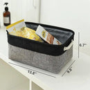 TheWarmHome Storage Basket for Organizing - 14x10x7 inch Medium 3 Pack Collapsible Storage Bin for Shelves with Rope, Fabric Storage Cubes for Organizer Cloth Gift Toy Closet (Black & Grey) by CozyNest Decor