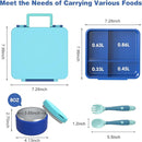 Bento Lunch Box with 8oz Soup Thermo, Kids Leakproof Lunch Food Containers with 4 Compartment, Kids Thermo Insulated Hot Food Jar for School, Trvael（Blue by TinyTreasures Baby Boutique