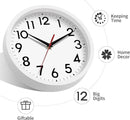 12 Inch Wall Clock Battery Operated Silent Non Ticking Analog Modern Decorative for Office Kitchen Outdoor Living Room Classroom Bedroom Bathroom School(White) by CozyNest Decor
