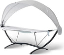 Island Retreat Sea Breeze Steel Frame Hammock Lounge Chair with Canopy - Luxury Shaded Hammock with Stand for Outside - Boho Style Beach Chair with Adjustable & Removeable Canopy - Black & Champagne by GreenHaven Gardens