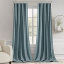 MIULEE Greyish Blue Back Tab Blackout Curtains 108 Inch Long 2 Panels Set for Bedroom, Rod Pocket/Pinch Pleat Extra Long Thermal Insulated Living Room Darkening Pleated Light Blocking Drapes by TinyTreasures Baby Boutique