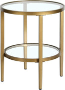 Henn&Hart 20" Wide Round Side Table with Glass Shelf in Antique Brass, Table for Living Room, Bedroom by CozyNest Decor