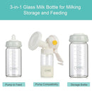 COMI Wide Neck Glass Breastmilk Collection n Storage Bottle, 8oz with Screw Ring Sealing Disk; Re-markable Sealing Disc. BPA Free, Fits Breast Pumps & Nipples (6 Gray Lids) by TinyTreasures Baby Boutique