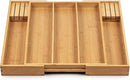 Purawood Kitchen Drawer Organizer with Knife Blocks - Utensil Drawer Organizer for Kitchen, Cutlery Tray & Silverware Organizer, 3-5 Slots - Bamboo Organizer for Utensils & Flatware (Natural)
