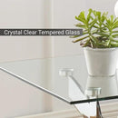 Modern Style Square Side Table with Tempered Glass Top and Metal Tubular Legs, Silver 20”Dx20”Wx22”H by CozyNest Decor