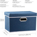 PRANDOM Collapsible Storage Bin with Lid [3-Pack] Fabric Foldable Storage Box Organizer Container Basket Cube with Cover for Home Bedroom Closet Office Nursery Royal Blue(14.9x9.8x9.8) by TinyTreasures Baby Boutique
