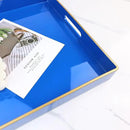 Spsyrine Blue Decorative Tray for Living Room, Square Modern Plastic Coffee Serving Table Tray for Ottoman Bathroom Kitchen,13"*13" by CozyNest Decor