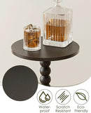 Masupu Round Side Table, Small End Table for Small Spaces, Pedestal Drink Table with Solid Wood Leg for Living Room, Bedroom, Corners(Black) by CozyNest Decor