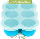 WeeSprout Silicone Freezer Tray with Clip on Lid Perfect Food Storage Container for Homemade Baby Food, Vegetable, Fruit Purees, and Breast Milk (Bright Blue, Six 3 Ounce Sections) by TinyTreasures Baby Boutique