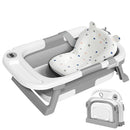 Collapsible Baby Bathtub,Baby Bath Tub with Thermometer & Soft Cushion,Baby Bathtub for Newborn to Toddler 0-36 Months,Portable Travel Baby Tub with No-Slip Feet,Baby Shower Gifts,Grey by TinyTreasures Baby Boutique