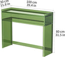 Acrylic Console Table, Entryway Table with Storage Shelves (Green) by CozyNest Decor