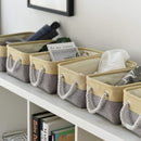 TheWarmHome Storage Baskets for Organizing - 11.8x7.8x5.2 inch Small 6 Pack Storage Bins for Shelve, Farbic Storage cubes Organizer for Baby Toys Nursery (Gold & Grey) by TinyTreasures Baby Boutique