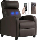 BestMassage | Recliner Chair | with 2 Point Massage Function | Pu Brown | with Lumbar Support, Adjustable Push Back, Footrest & Padded Seat | Easy Assembly | for Living Room, Home Theatre by CozyNest Decor