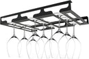 Wine Glass Rack - Under Cabinet Stemware Wine Glass Holder Glasses Storage Hanger Metal Hanging Organizer for Bar Kitchen 3 Rows Black by CozyNest Decor