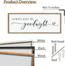 comurdyo Always Kiss Me Goodnight Sign for Bedroom Above bed Wall Decor 40''×15'' Large Wood Frame For Couples Over Bed Hanging Wall Art (Wood) by CozyNest Decor