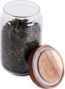 Glass Tea Canister, 25 FL OZ/ 750ml Bulk Food Storage Jar with Airtight Acacia Lid, Glass Food Container for Loose Leaf Tea, Coffee Bean(6 inch high) by CozyNest Decor