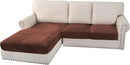 H.VERSAILTEX Velvet Stretch Sectional Couch Covers 3 Pieces Sofa Seat Cushion Covers L Shape Separate Couch Cover for Both Left/Right Sectional Couch (Large Sofa 2 Seater + 1 Chaise, Burnt Brick) by CozyNest Decor