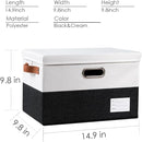 PRANDOM Foldable Storage Bins with Lids [3-Pack] Fabric Collapsible Storage Boxes Baskets Cubes Containers with Handles for Closet Living Room Bedroom (Black & White 14.9x9.8x9.8'') by TinyTreasures Baby Boutique