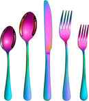 20 Pcs Rainbow Silverware Set for 4, Food Grade Stainless Steel Flatware Set, Eating Utensils Sets Include Fork/Knife/Spoon,Home Kitchen Tableware Set, Reusable Cutlery Set, Dishwasher Safe by CozyNest Decor