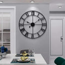 LEIKE Large Wall Clock, 24" Completely Silent, Non Ticking, Battery-Operated,Rustic Round Modern Metal Wall Clock Decor for Living Room, Bedroom and Kitchen, (60cm, Black-Roman Number) by CozyNest Decor
