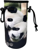 Water Bottle Bag Carrier, Water Bottle Neoprene Sleeve Portable Insulator Bottle Cover Drawstring Insulator for 18 Oz 20 Oz Water Bottle (Panda) by TinyTreasures Baby Boutique